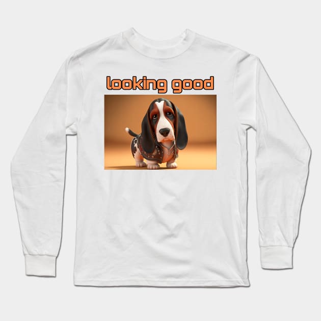 Basset Hound - Looking Good and dressed for success Long Sleeve T-Shirt by TheArtfulAI